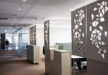 afskærmning med Fraster filt på kontor